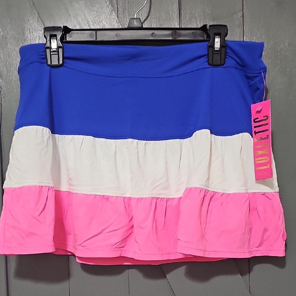 Luxe Colorblock Mini Skirt in Royal Blue, White & Hot Pink